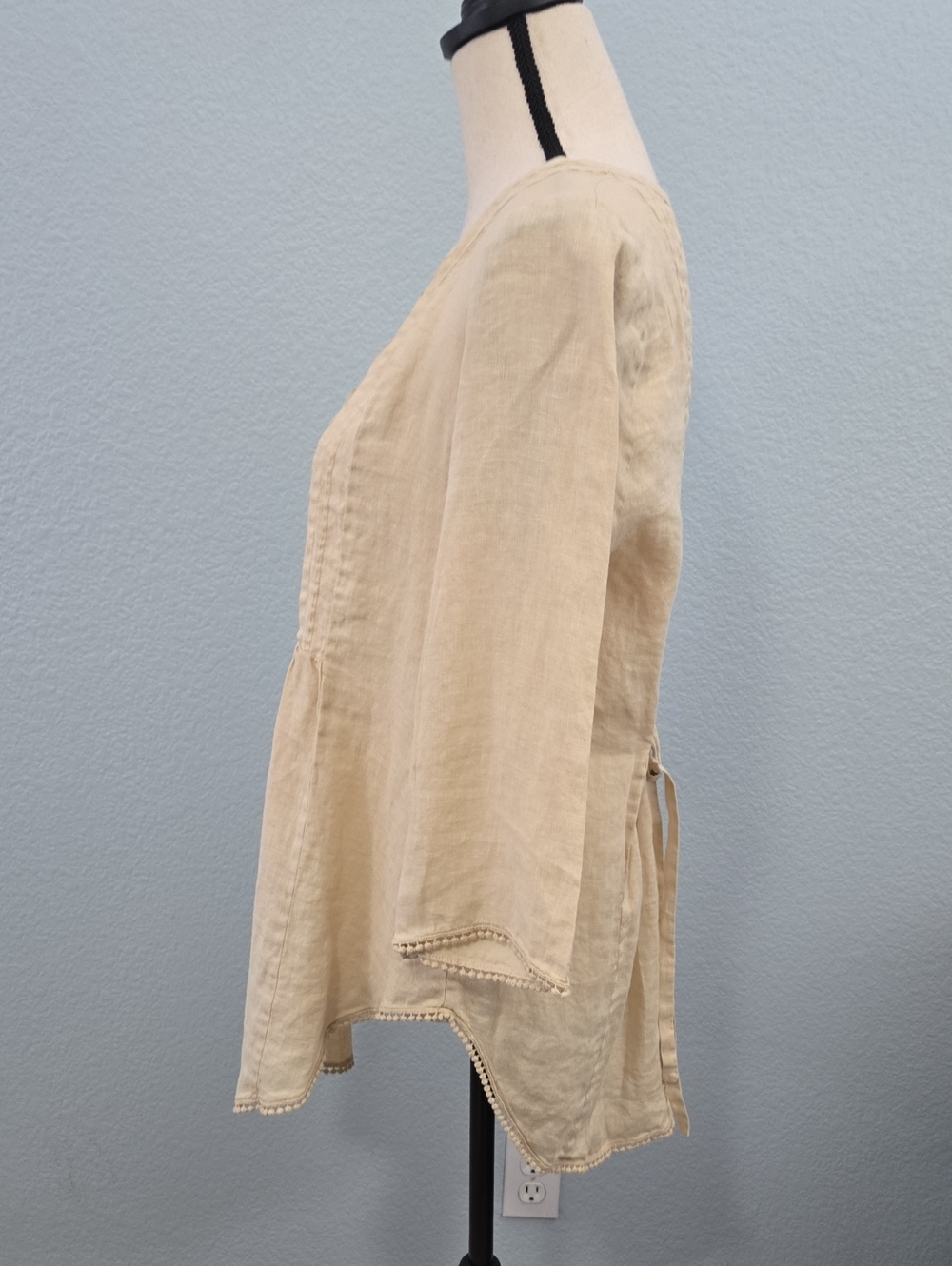 CALYPSO ST BARTH Pintuck Peasant Tunic Henley Cotton Sz Medium Cotton - Picture 4 of 10